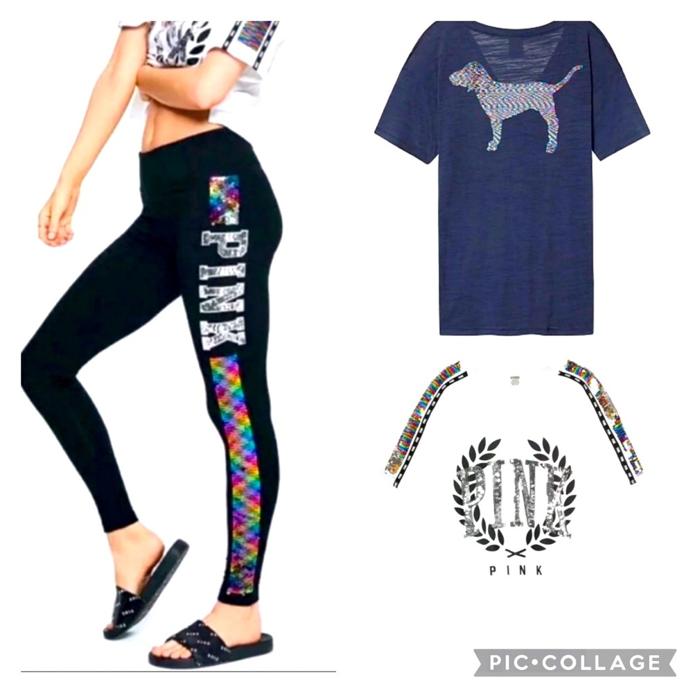 🚫SOLD🚫 VS PINK Rainbow Flip Bling Set